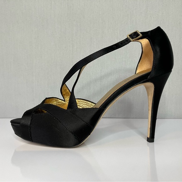 kate spade Shoes - Kate Spade New York Strappy Dress Sandal Open Toe Stiletto Heel in Black Satin